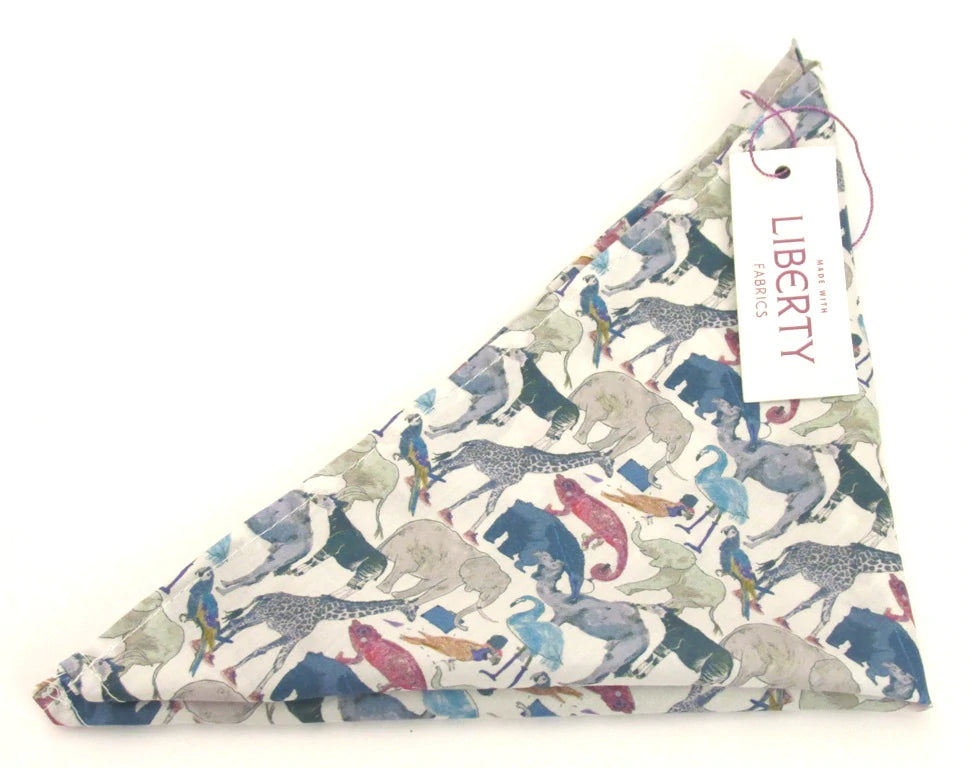 Tasker & Shaw | Luxury Menswear | Made with Liberty fabric "Queue for the Zoo" pocket square