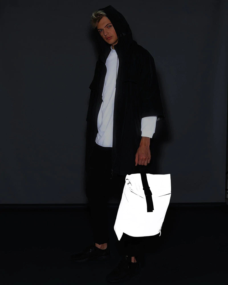 Tasker & Shaw | Luxury Menswear | Reflective rolltop backpack