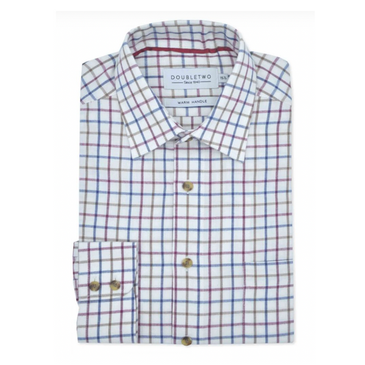 Tasker & Shaw | Luxury Menswear | Plum Tattersall check cotton twill shirt